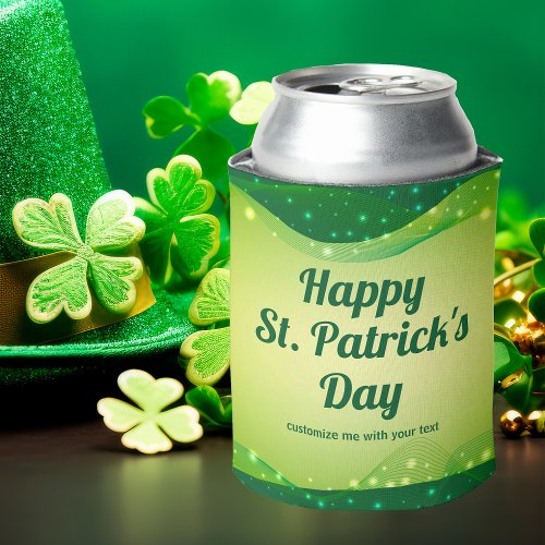 St Patricks Day Party Cute Custom Green Sparkle Can Cooler