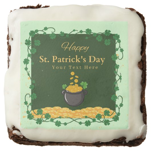 St Patrick's Day Party Favor Custom Name Brownie (Front)