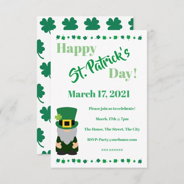 St Patricks Day Party Gathering Invitation (Front/Back)