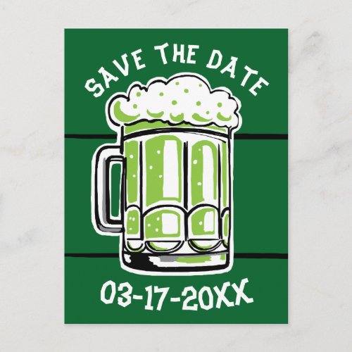 St Patricks Day Party Green Beer Save the Date Announcement Postcard