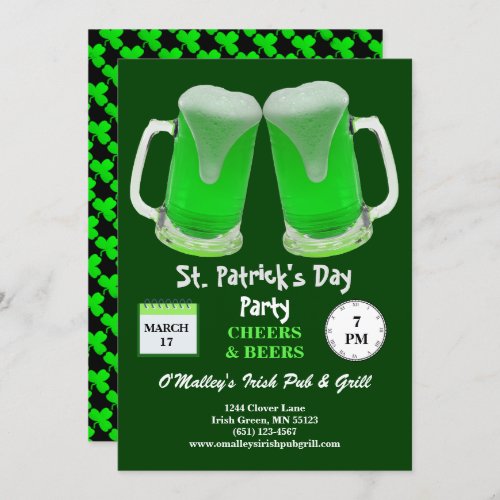 St Patricks Day Party Green Frosty Cheers Invitation