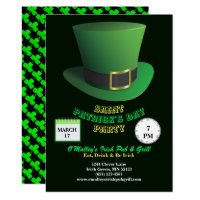 St Patrick's Day Party Green Hat & Shamrocks Invitation