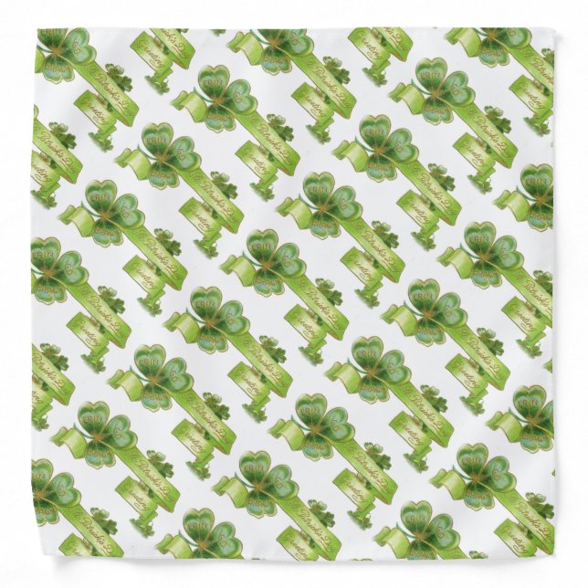 ST PATRICK'S DAY PARTY GREEN IRISH SHAMROCK STRIPE BANDANA (Front)