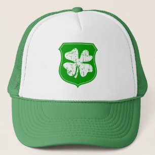 St Patricks Day party hat with lucky shamrock logo