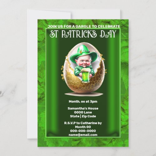 St Patricks Day party hatching soon Irish gnome  Invitation