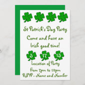 St Patrick's Day Party Invitation Customizable (Front/Back)