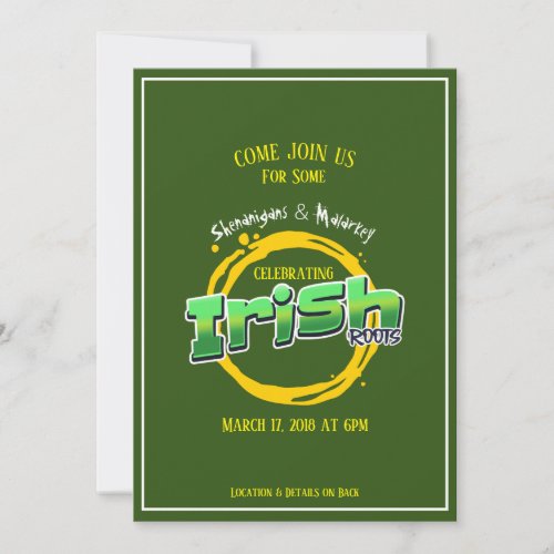 St Patricks Day Party Invitation Green Gold Look