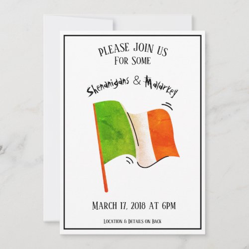 St Patricks Day Party Invitation Irish Flag