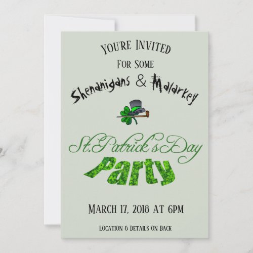 St Patricks Day Party Irish Green Funny Invitation