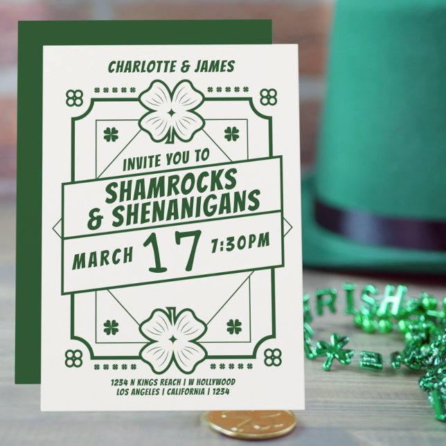 St Patricks Day Party Irish Shamrocks Shenanigans Invitation (Creator Uploaded)