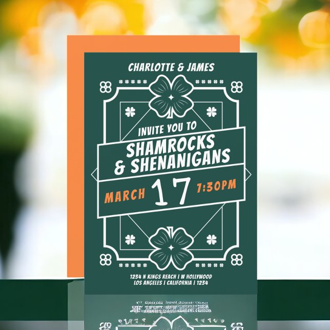 St Patricks Day Party Irish Shamrocks Shenanigans Invitation (St Patricks Day Party Irish Shamrocks Shenanigans Invitations from Ricaso - download available)