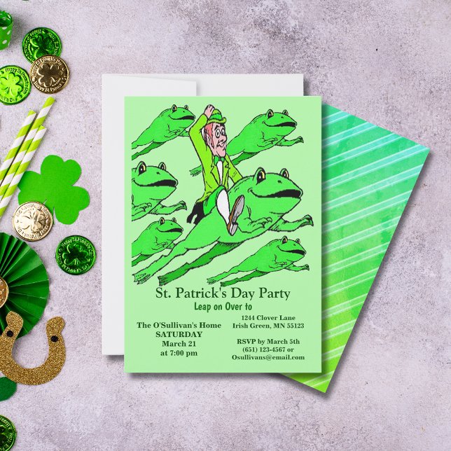 St. Patrick&#x27;s Day Party Irishman Riding a Frog Invitation (St. Patrick&#x27;s Day Party Irishman Riding a Frog Invitation)