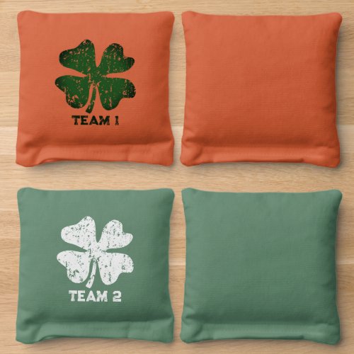 St Patricks Day party lucky clover Cornhole Bags