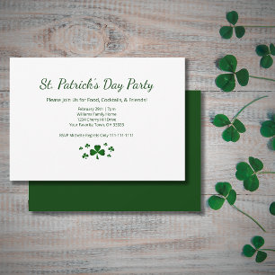 St. Patrick's Day Party Lucky Green Shamrocks Invitation