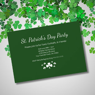 St. Patrick's Day Party Lucky Shamrocks Green Invitation