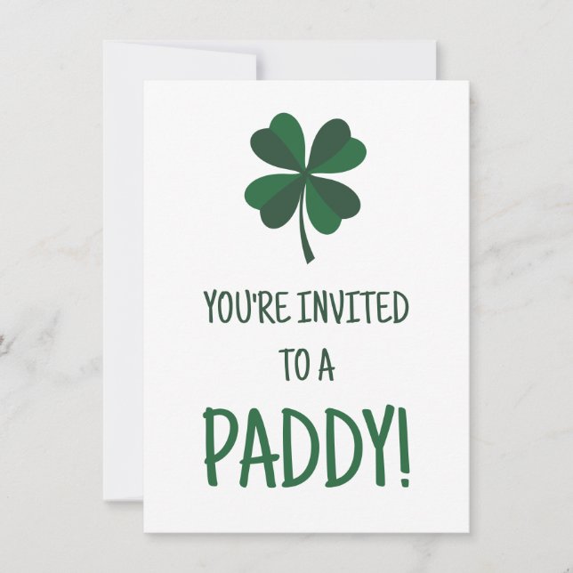 St. Patrick's Day Party Paddy Invite Invitation (Front)