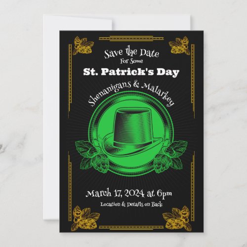 St Patricks Day Party Save the Date Invitation