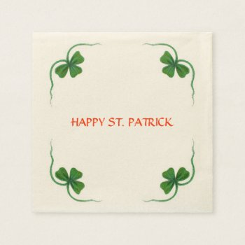 St Patrick's Day Party Shamrock White Green Paper Napkins by AiLartworks at Zazzle