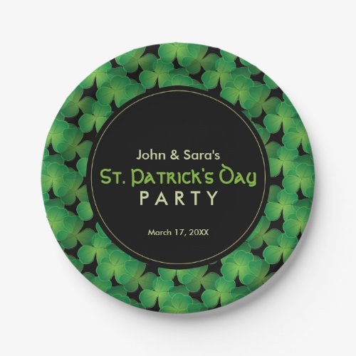 St Patricks Day Party ShamrockPattern Paper Plates