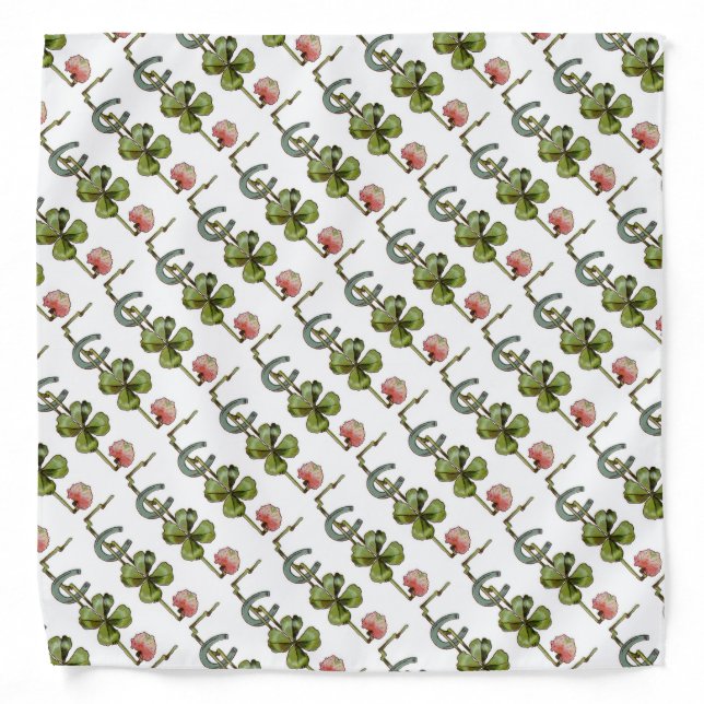 ST PATRICK'S DAY PARTY /SHAMROCKS AND HORSESHOE BANDANA (Front)