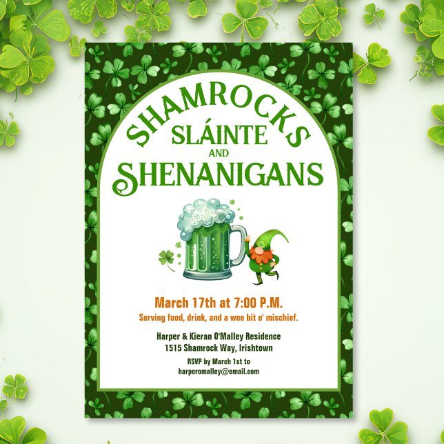 St. Patrick's Day Party Shamrocks Shenanigans Invitation (Creator Uploaded)