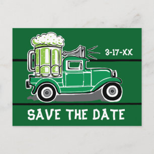 St Patrick's Day Party Vintage Truck Save the Date Announcement Postcard