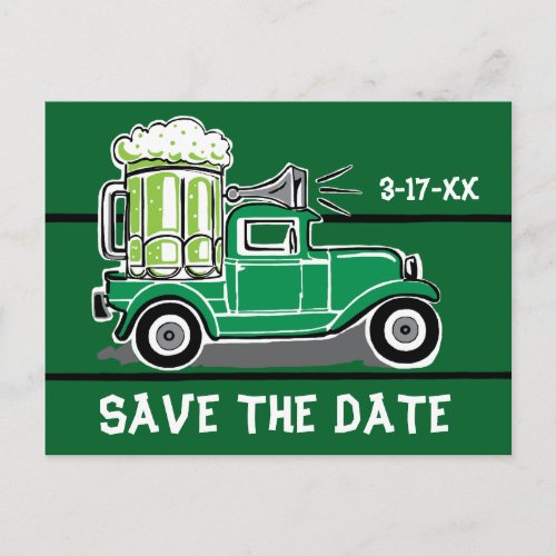 St Patricks Day Party Vintage Truck Save the Date Announcement Postcard