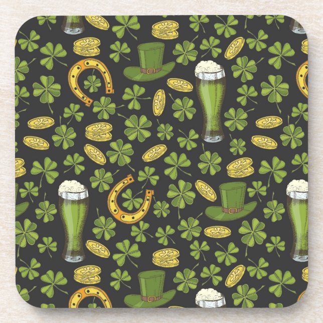 St. Patrick's Day Pattern Beverage Coaster (Front)