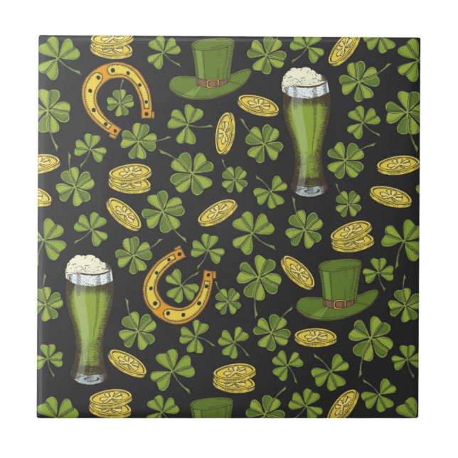 St. Patrick's Day Pattern Ceramic Tile (Front)