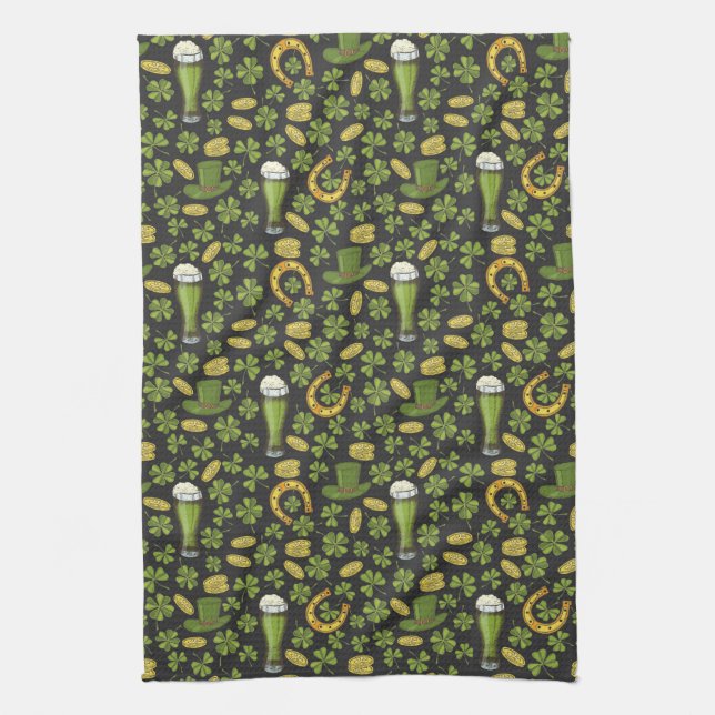 St. Patrick's Day Pattern Kitchen Towel (Vertical)