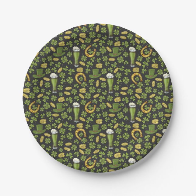 St. Patrick's Day Pattern Paper Plates (Front)