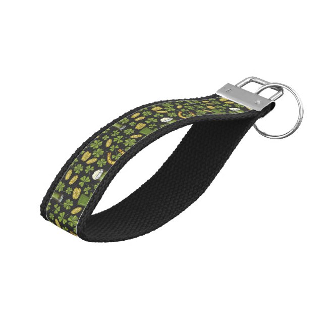 St. Patrick's Day Pattern Wrist Keychain (Angled Up)