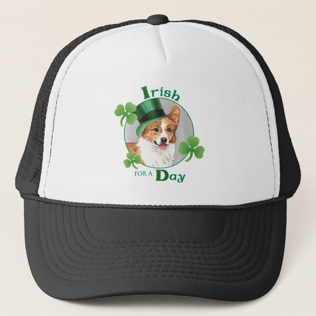 St. Patrick's Day Pembroke Welsh Corgi Trucker Hat (Front)