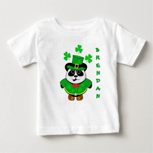 St Patricks Day Personalised Panda Bear Baby T_Shirt
