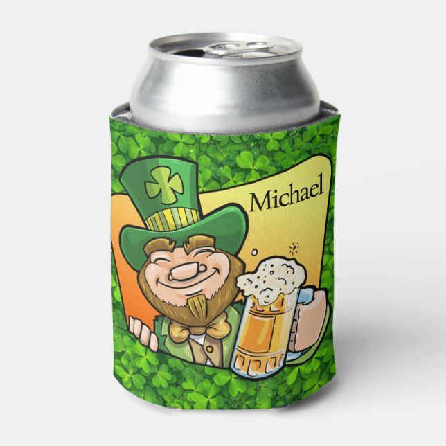 St. Patrick's Day Personalize Name or Text Can Cooler (Can Front)