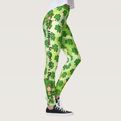 St Patricks Day Personalize Name or Text Greeting Leggings