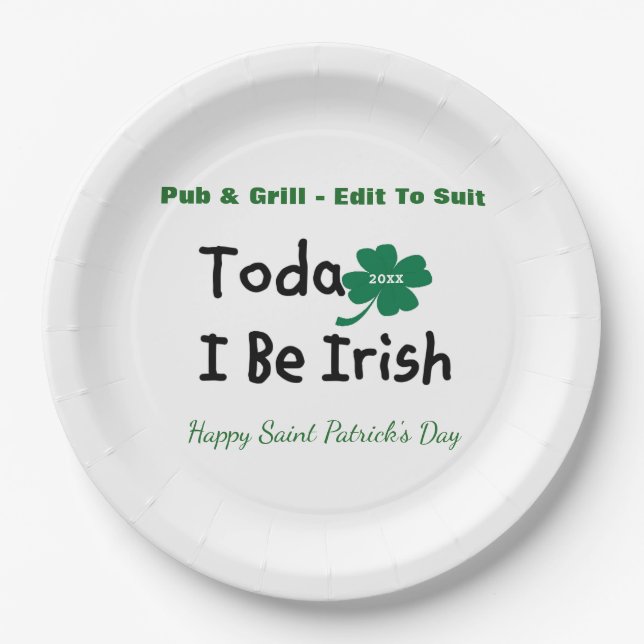 St. Patrick's Day Personalized Paper Plates (Front)