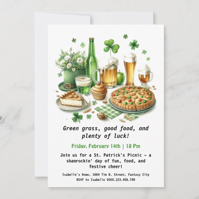 St. Patrick's Day Picnic – Lucky Fun  Invitation (Front)