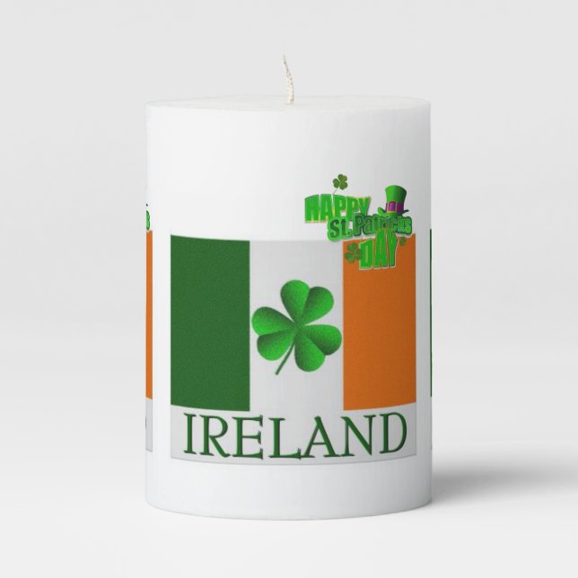 St. Patrick's Day Pilar Candle (Front)