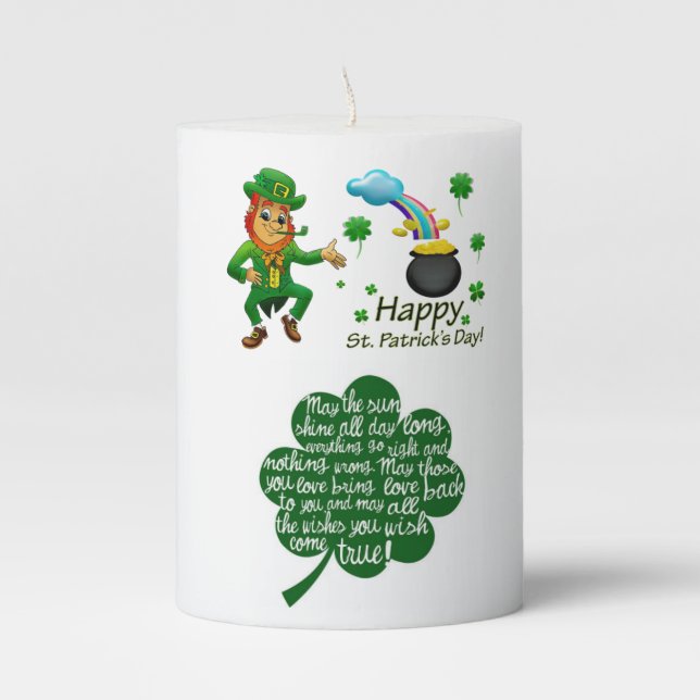 St. Patrick's Day Pilar Candle (Front)