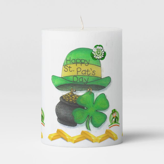 St. Patrick's Day Pilar Candle (Front)