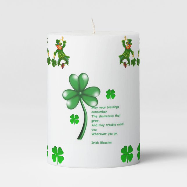 St. Patrick's Day Pilar Candle (Front)