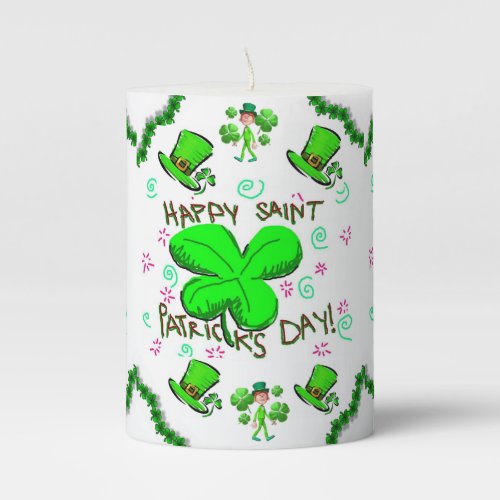 St Patricks Day Pilar Candle