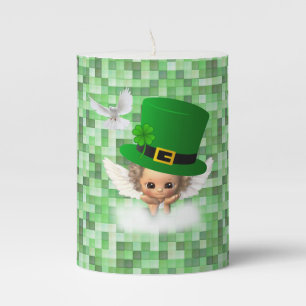 St. Patrick's Day Pilar Candle Angel
