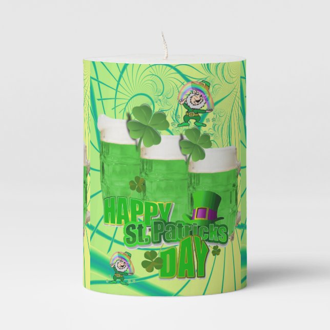 St. Patrick's Day Pilar Candle Beer (Front)