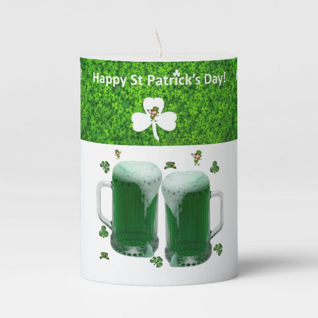 St. Patrick's Day Pilar Candle Beer (Front)