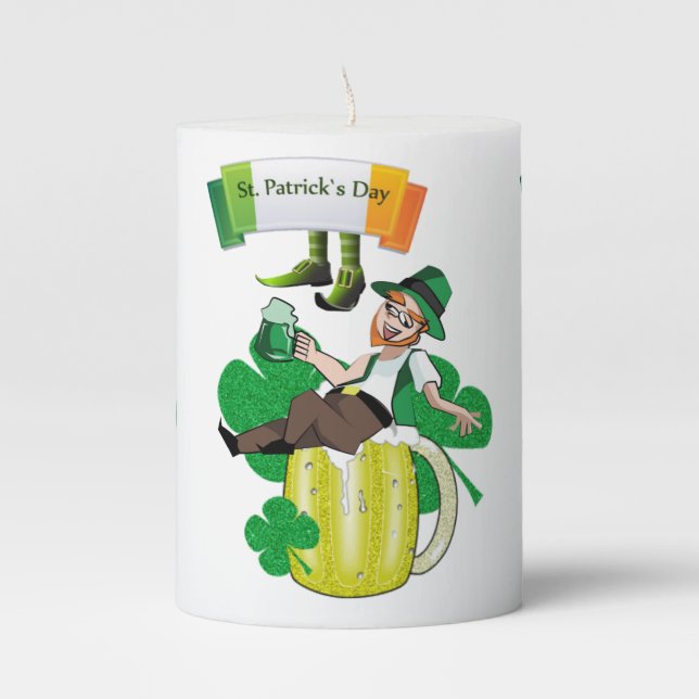 St. Patrick's Day Pilar Candle Beer (Front)