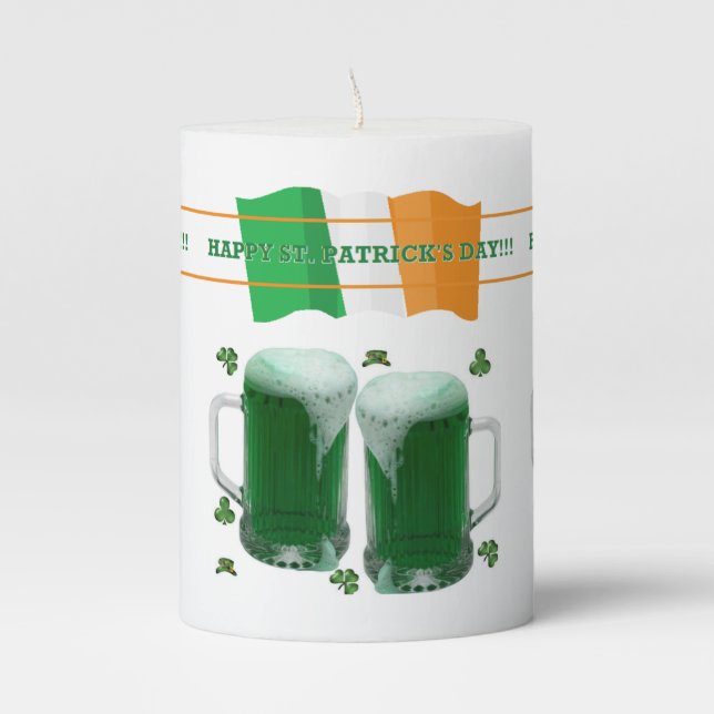 St. Patrick's Day Pilar Candle Beer (Front)