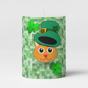 St. Patrick's Day Pilar Candle Cat