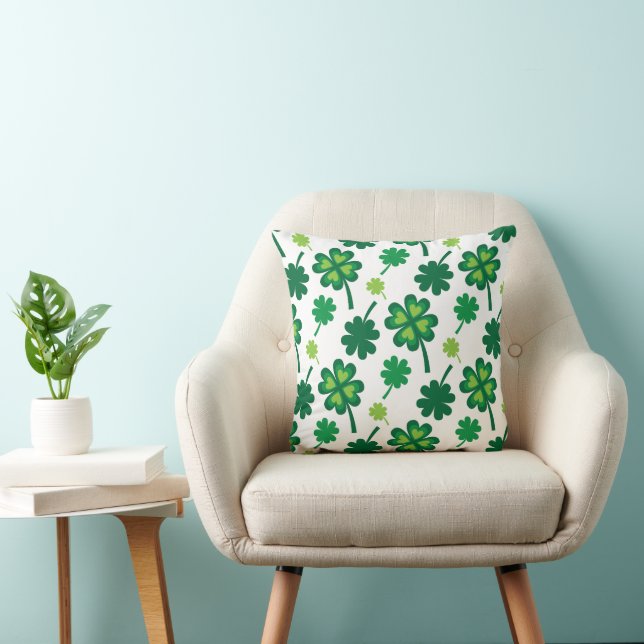 St. Patrick's Day Pillow Green Clover Pattern (Chair)